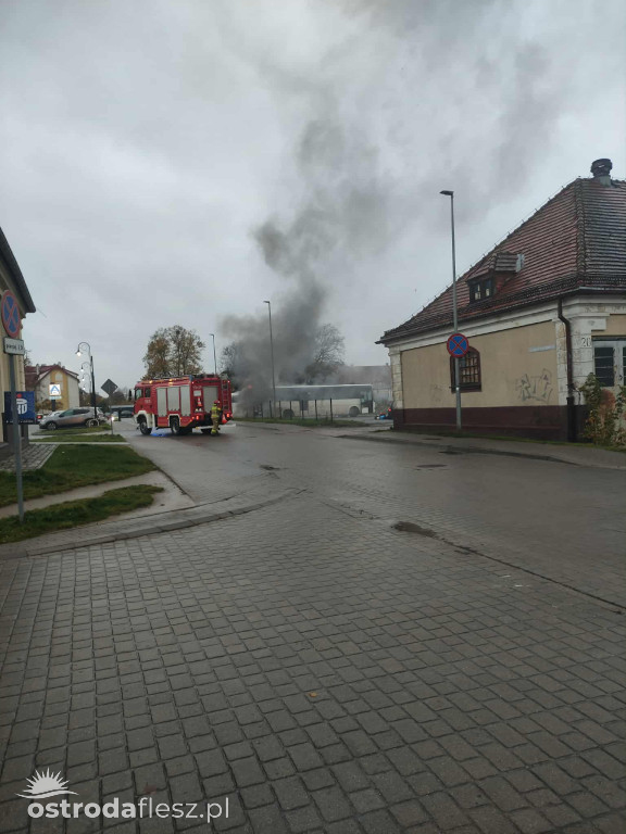 Pożar autobusu przy ul. Sobieskiego w Ostródzie