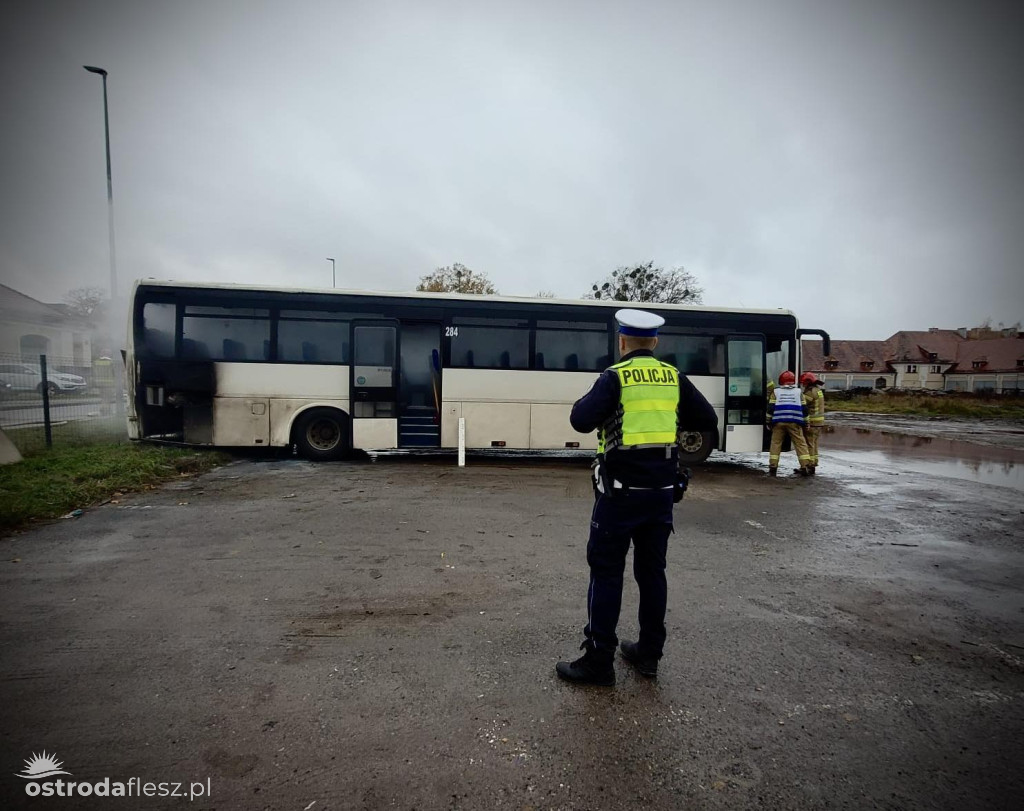 Pożar autobusu przy ul. Sobieskiego w Ostródzie