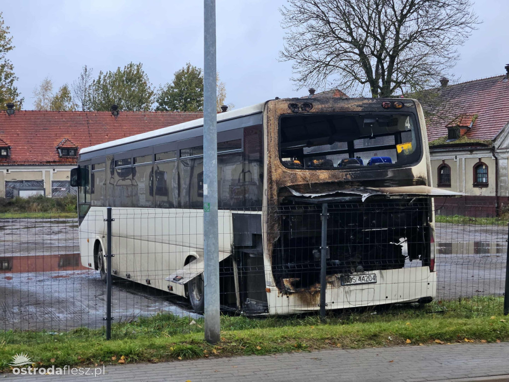 Pożar autobusu przy ul. Sobieskiego w Ostródzie