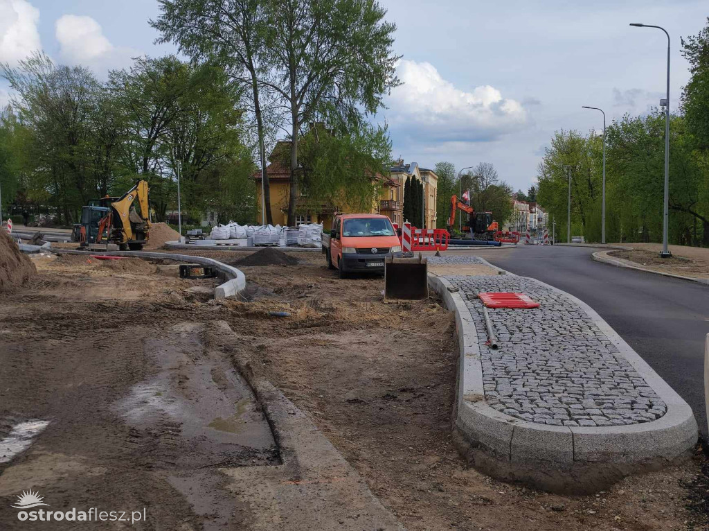 Postęp prac na budowie ronda Mickiewicza/Olsztyńska
