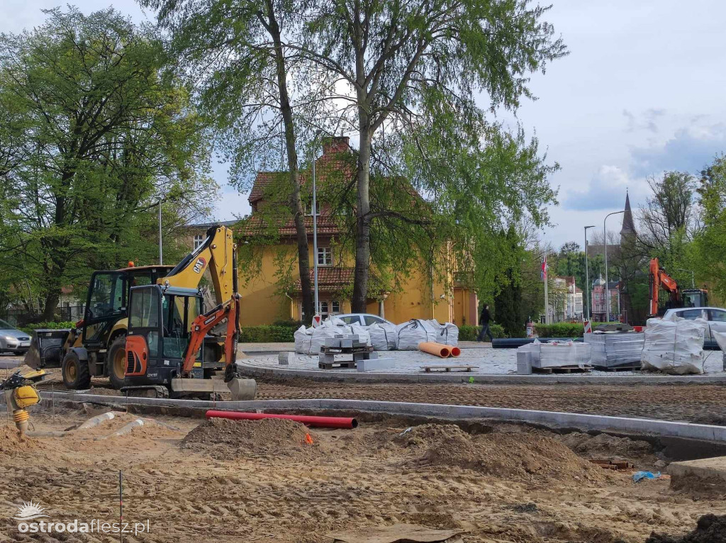 Postęp prac na budowie ronda Mickiewicza/Olsztyńska