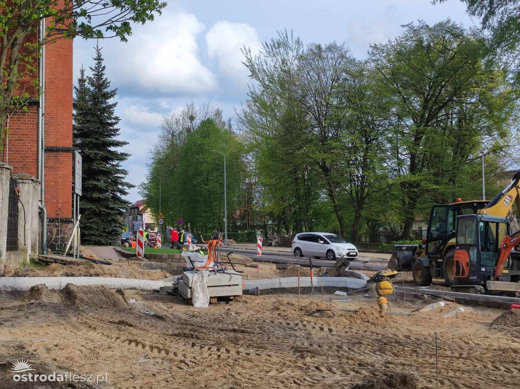 Postęp prac na budowie ronda Mickiewicza/Olsztyńska