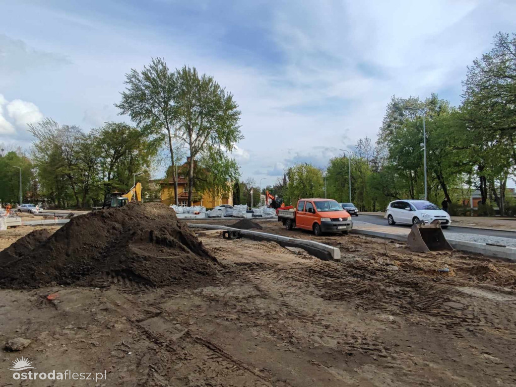 Postęp prac na budowie ronda Mickiewicza/Olsztyńska