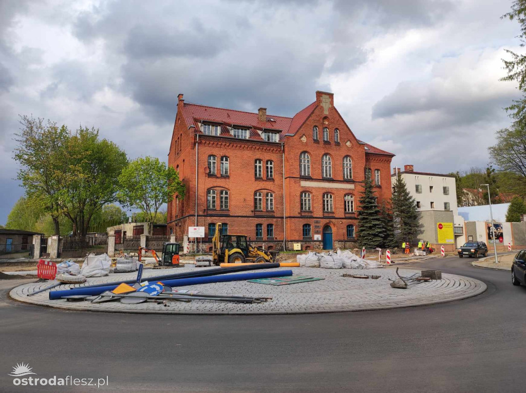 Postęp prac na budowie ronda Mickiewicza/Olsztyńska