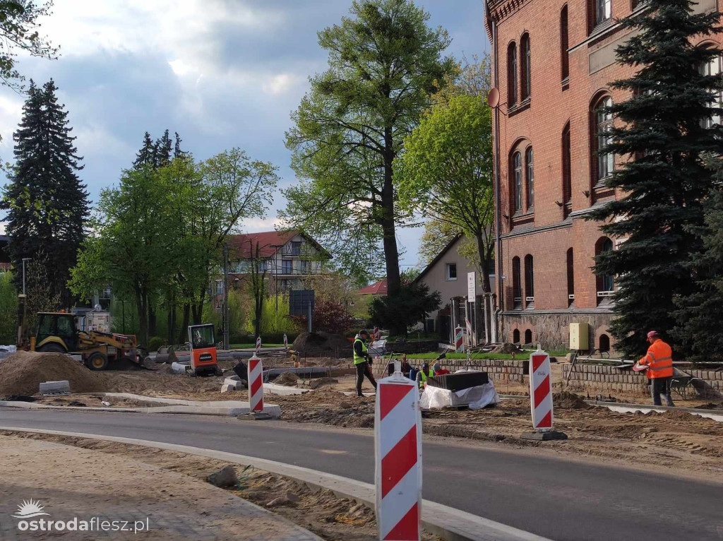 Postęp prac na budowie ronda Mickiewicza/Olsztyńska