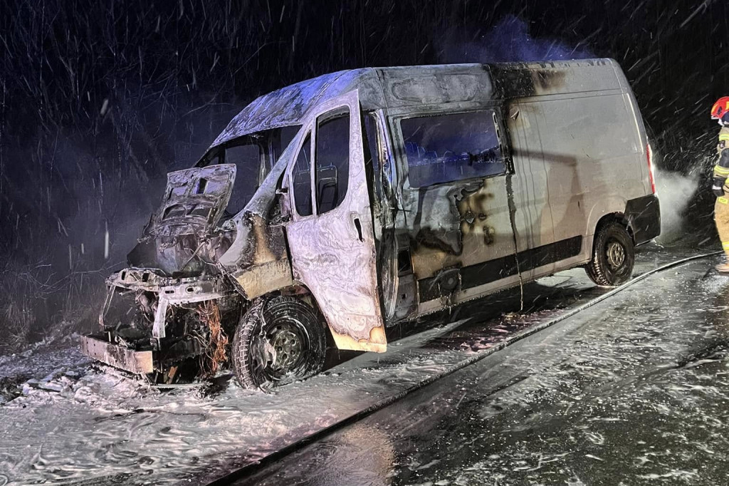 Pożar samochodu dostawczego w okolicy Wodzian