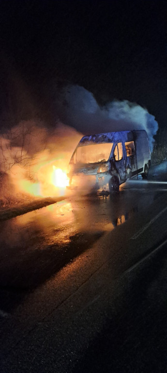 Pożar samochodu dostawczego w okolicy Wodzian