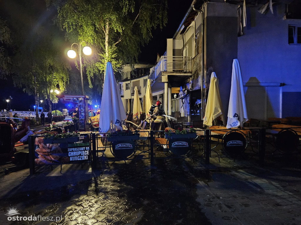 Nocny pożar restauracji nad Jeziorem Drwęckim
