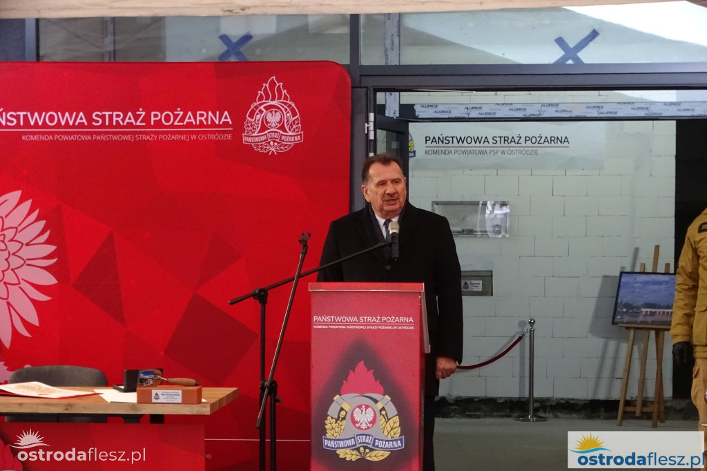 Wmurowano akt erekcyjny na budowie siedziby KP PSP