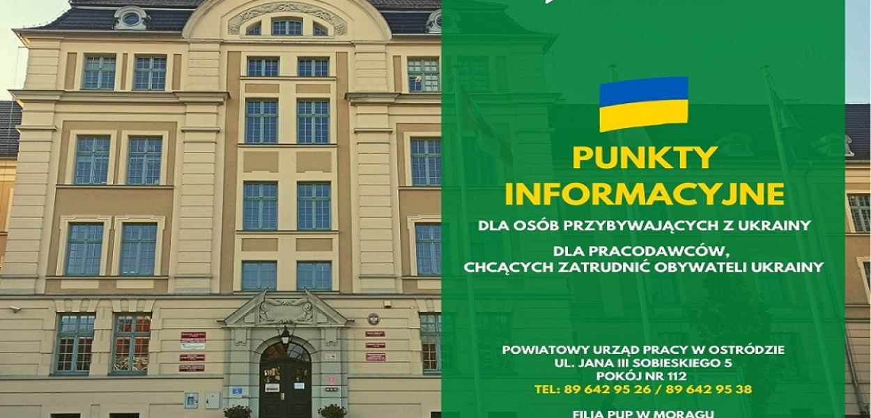 PUNKTY INFORMACYJNE POWIATOWEGO URZĘDU PRACY W OSTRÓDZIE DLA UCHODŹCÓW Z UKRAINY I