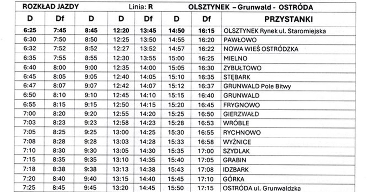 Od poniedziałku zmiana rozkładu jazdy na linii Olsztynek-Ostróda-Olsztynek