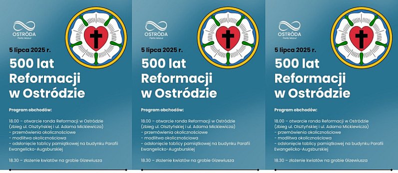 500 lat Reformacji w Ostródzie - otwarcie ronda, składanie kwiatów