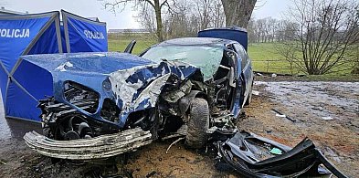 Tragiczny wypadek w Gm. Małdyty! BMW uderzyło w drzewo, zginął pasażer!-89035