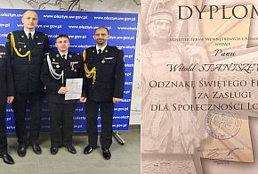 Dh Witold Staniszewski z OSP Dąbrówno z Odznaką Świętego Floriana -95145