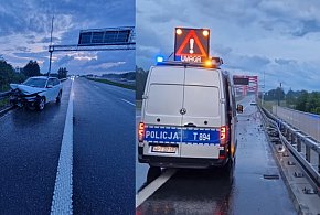 Kierująca skodą uderzyła w bariery w pobliżu Mostu Niepodległości w Ostródzie!-100461