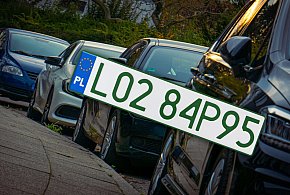 Tablice z zielonymi napisami na kolejnych autach. Nie chodzi o "elektryki"-106103