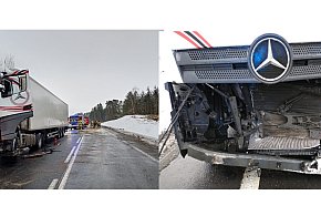 Kaplityny: Utrudnienia na DK16 po zderzeniu dwóch ciężarówek!