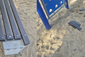 Ostróda: Kto niszczy miejsce dla dzieci? Dewastacja ławek na placu zabaw