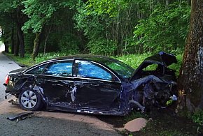Pow. Bartoszycki: Rozbite audi przy drodze, śpiący nietrzeźwy na tylnym siedzeniu