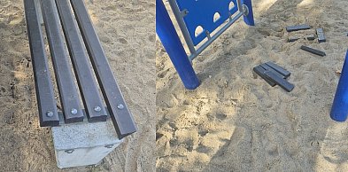 Ostróda: Kto niszczy miejsce dla dzieci? Dewastacja ławek na placu zabaw