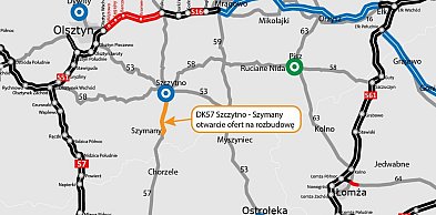 Warmia i Mazury: Pięć firm chce rozbudować DK57 między Szczytnem a Szymanami