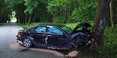 Pow. Bartoszycki: Rozbite audi przy drodze, śpiący nietrzeźwy na tylnym siedzeniu