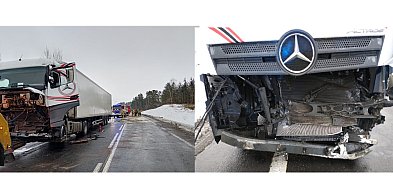 Kaplityny: Utrudnienia na DK16 po zderzeniu dwóch ciężarówek!