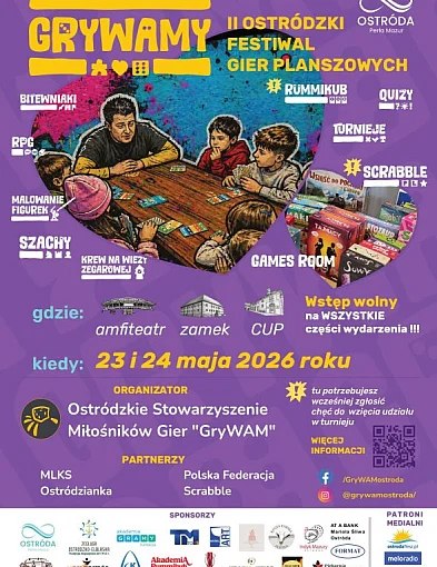 Ostróda: „GryWAMy – II Ostródzki Festiwal Gier Planszowych” już 23-24 maja!