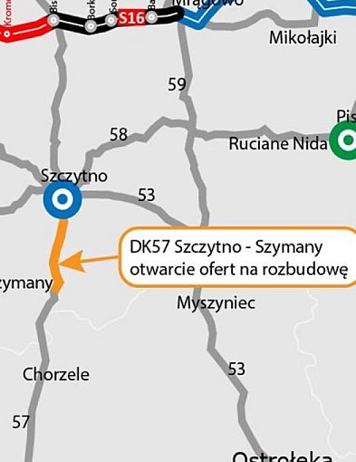 Warmia i Mazury: Pięć firm chce rozbudować DK57 między Szczytnem a Szymanami