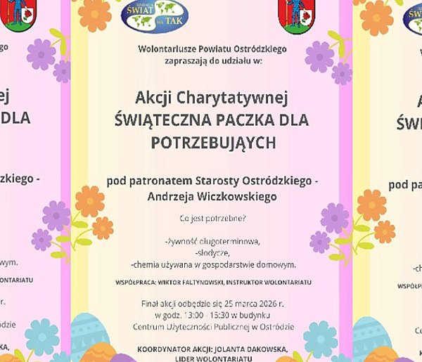 Pow. Ostródzki: Ruszyła Świąteczna Paczka dla Potrzebujących – Wielkanoc 2026