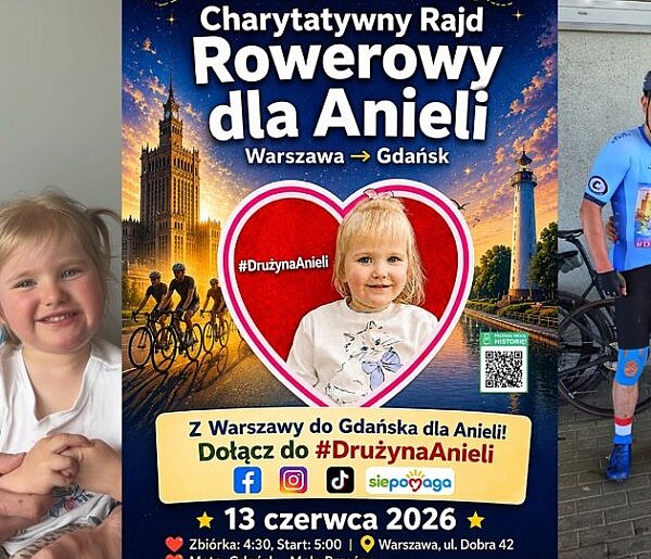 Rajd rowerowy z Warszawy do Gdańska dla chorej Anieli przejedzie przez Ostródę
