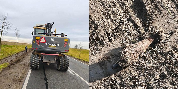 Gm. Grunwald: 2 niewybuchy znaleziono przy drodze między Gierzwałdem a Frygnowem