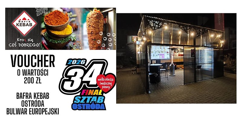 Bafra Kebab Ostróda na ul. Mickiewicza gra razem z WOŚP! Do wygrania voucher
