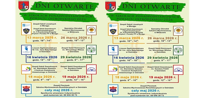 Dni otwarte w szkołach ponadpodstawowych Powiatu Ostródzkiego 2026