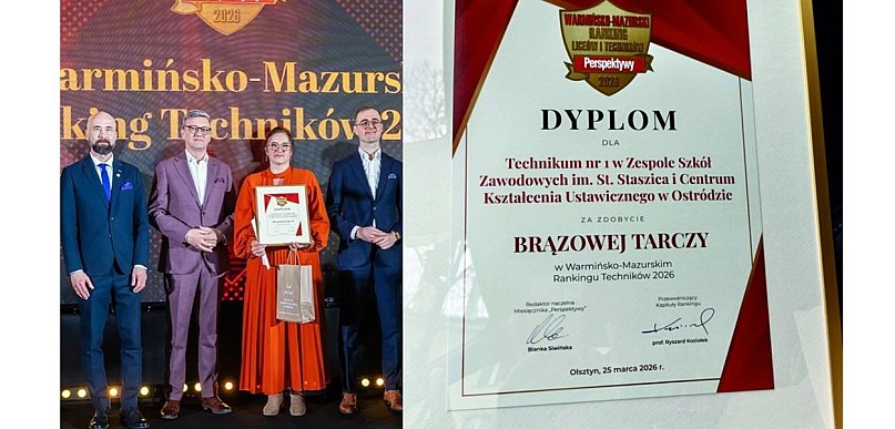 ZSZ im. St. Staszica i CKU w Ostródzie z najlepszym technikum w powiecie