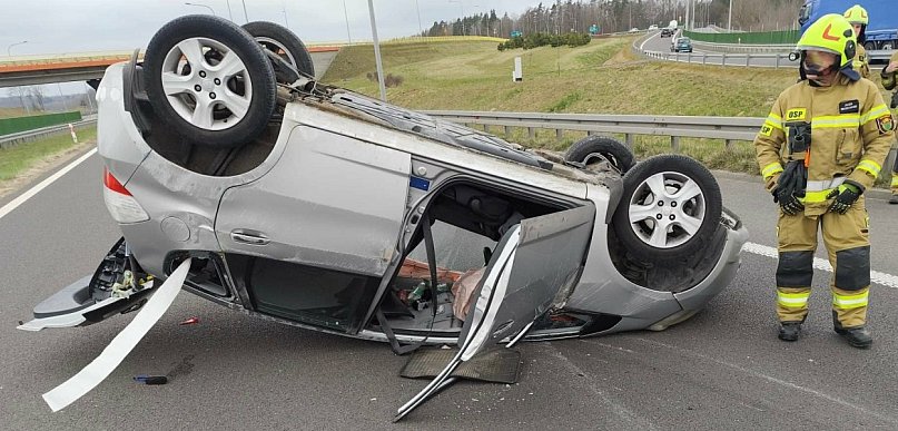 Dachowanie na trasie S7 w rejonie węzła Rychnowo