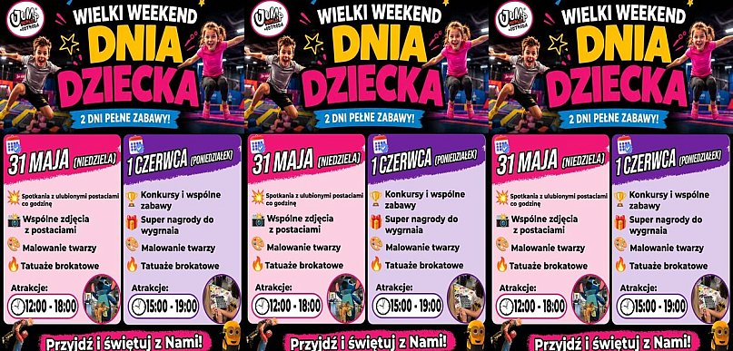 Dwudniowy Dzień Dziecka w Parku Trampolin JumpWorld Ostróda!