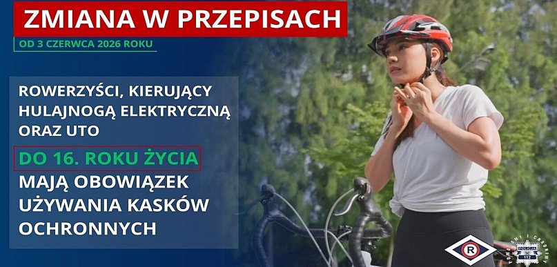 3 czerwca wszedł obowiązek jazdy w kasku na rowerze i hulajnodze dla osób do 16 ro