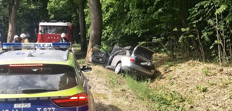 Gmina Morąg: Audi uderzyło w drzewo. 25-latka trafiła do szpitala