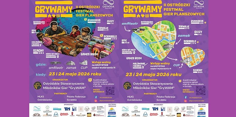 Ostróda: „GryWAMy – II Ostródzki Festiwal Gier Planszowych” już 23-24 maja!