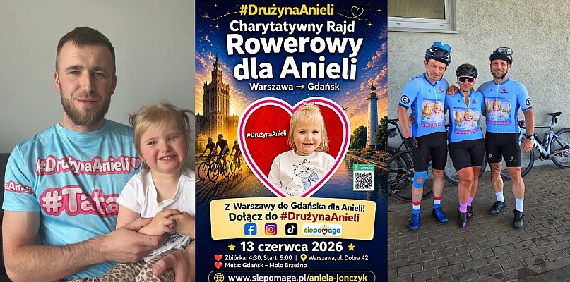 Rajd rowerowy z Warszawy do Gdańska dla chorej Anieli przejedzie przez Ostródę