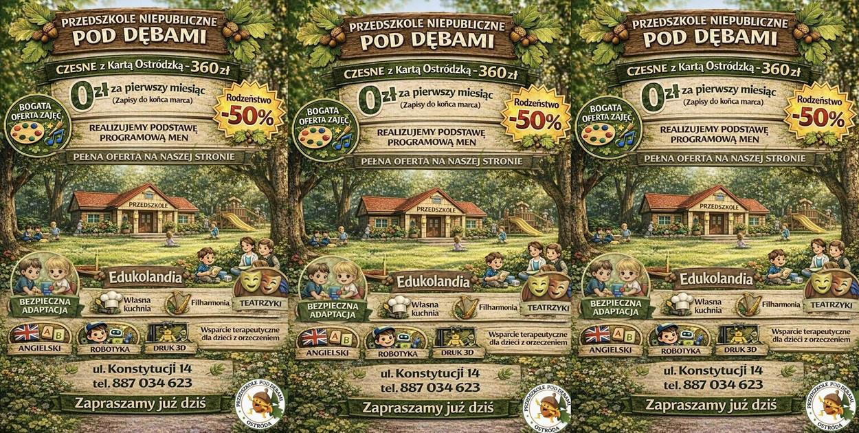 Przedszkole Pod Dębami w Ostródzie – dobra edukacja bliżej mieszkańców