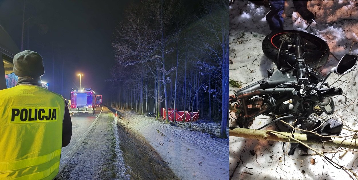 Pow. iławski: Motocyklista uderzył w drzewo - zginął na miejscu