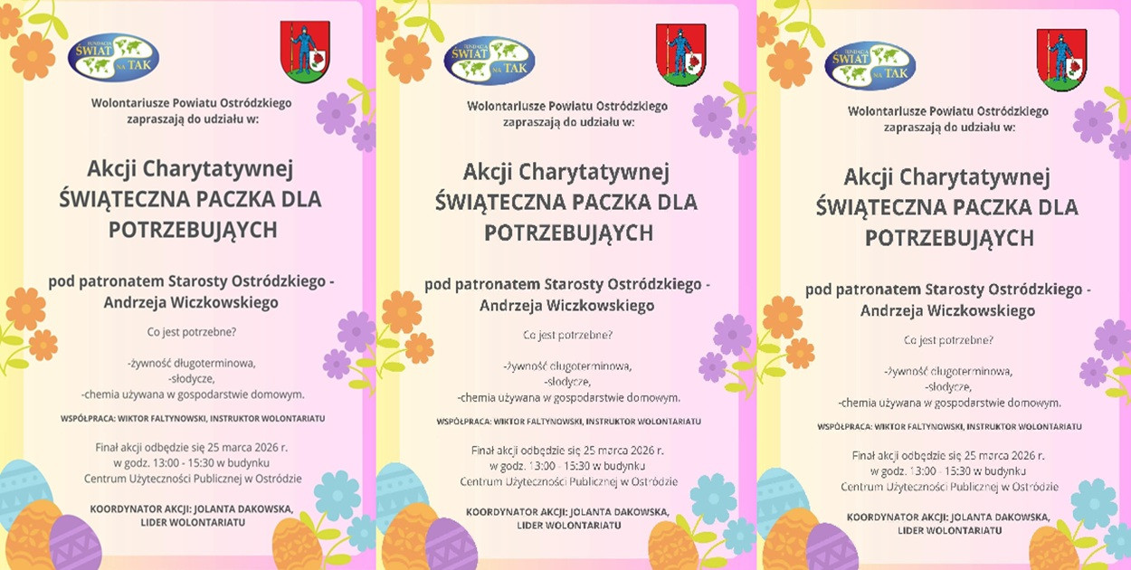 Pow. Ostródzki: Ruszyła Świąteczna Paczka dla Potrzebujących – Wielkanoc 2026