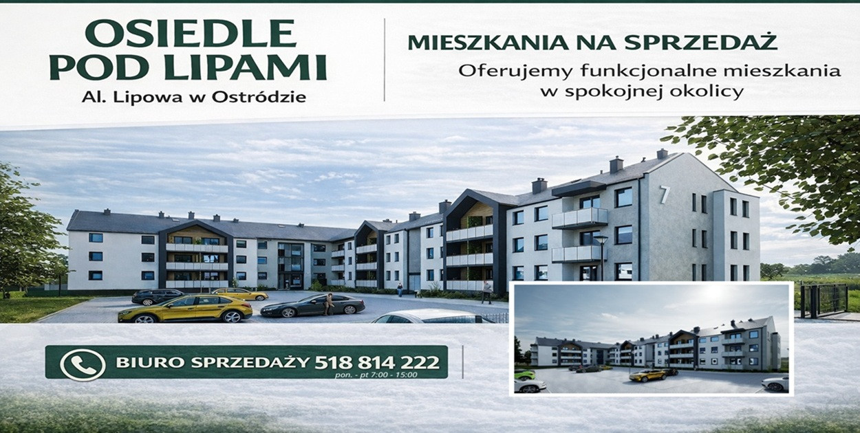 Osiedle pod Lipami w Ostródzie - funkcjonalne mieszkania i spokojna okolica