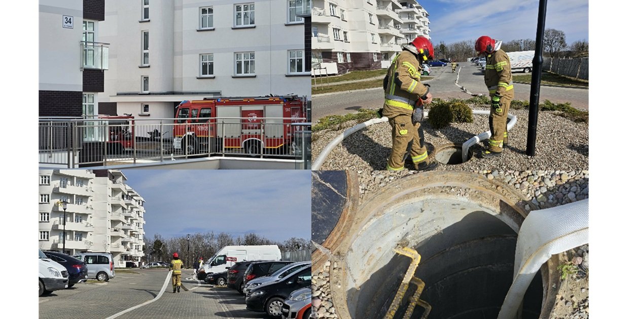 Ostróda: "Mokra robota" strażaków z JRG na ul. 1 Dywizji